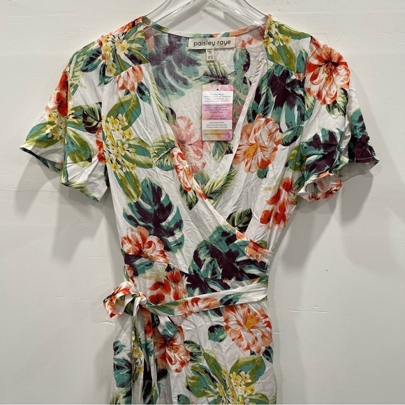 Paisley Raye Primrose Wrap Dress in White Tropical Floral XS - Picture 4 of 11